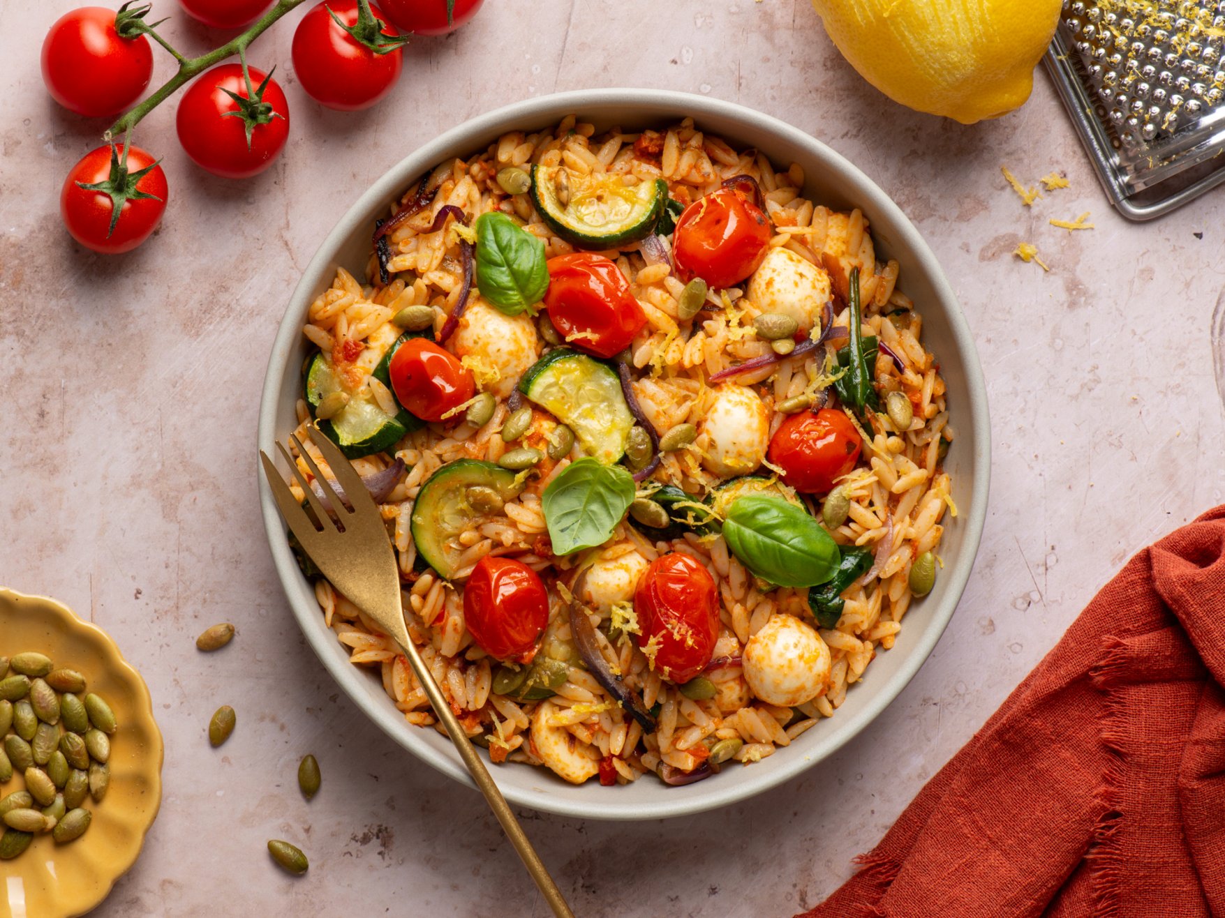 Bocconcini orzo recipe professional food photography