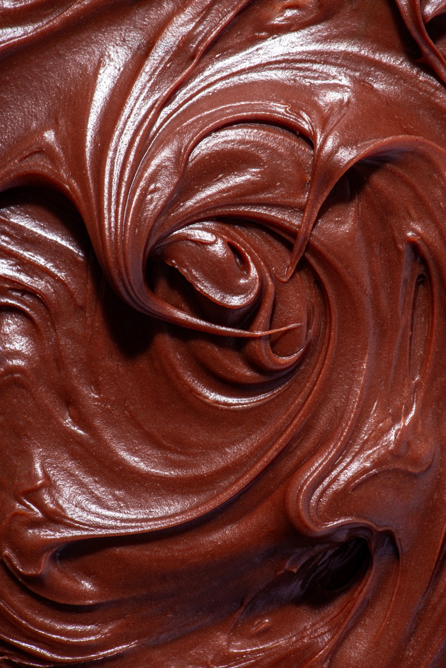 Close up of chocolate icing swirl
